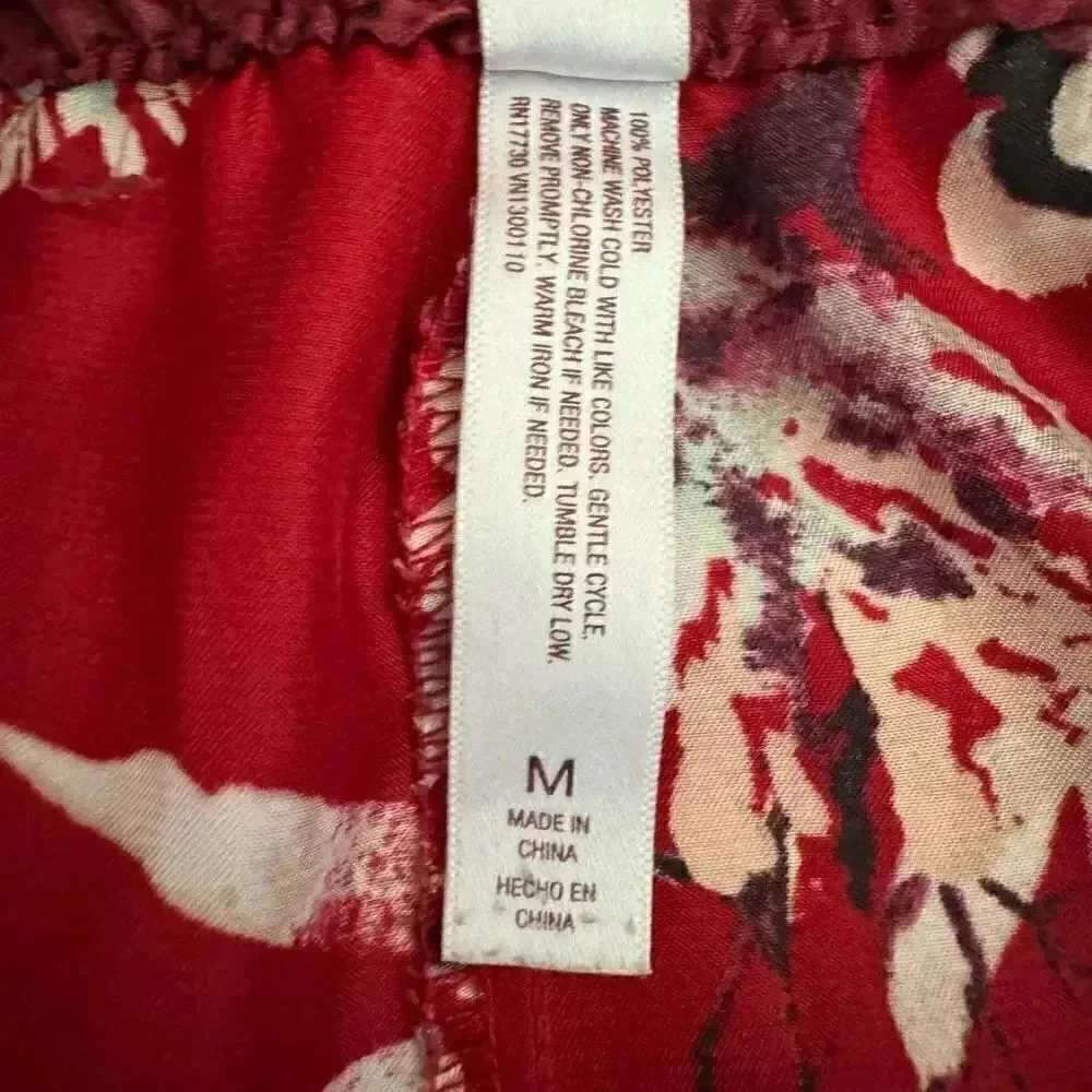 Gilligan & O'Malley Red Women's Satin Floral Lightweight Pajama Pants SZ M #1944